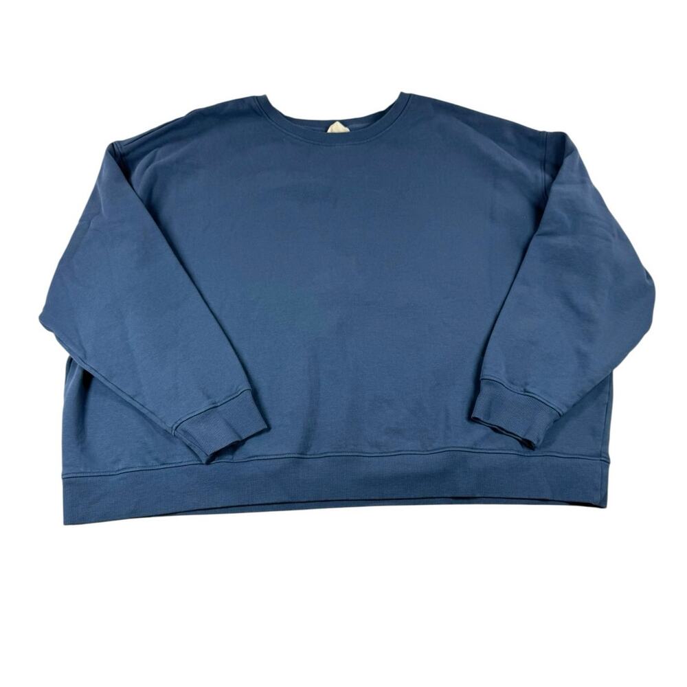 Pact Organic Weekends Relaxed Raglan Sweatshirt XXXL Blue Boxy 3XL Pullover Crew